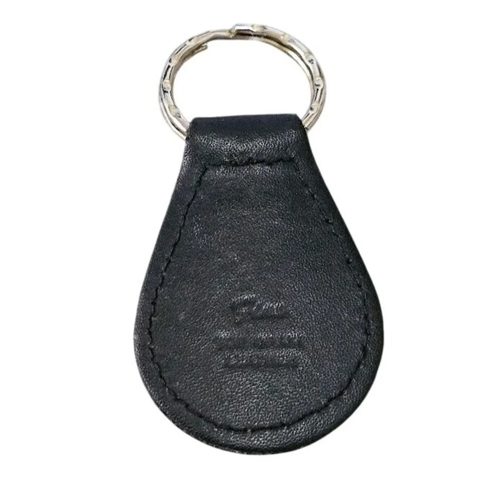 Vintage Volvo Keychain Black Leather Red Dome Gold Lettering Auto Fob Accessory